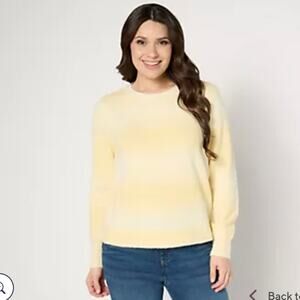 NEW Women's Anybody Yellow White Tie Dye Sweater Large Spring Easter